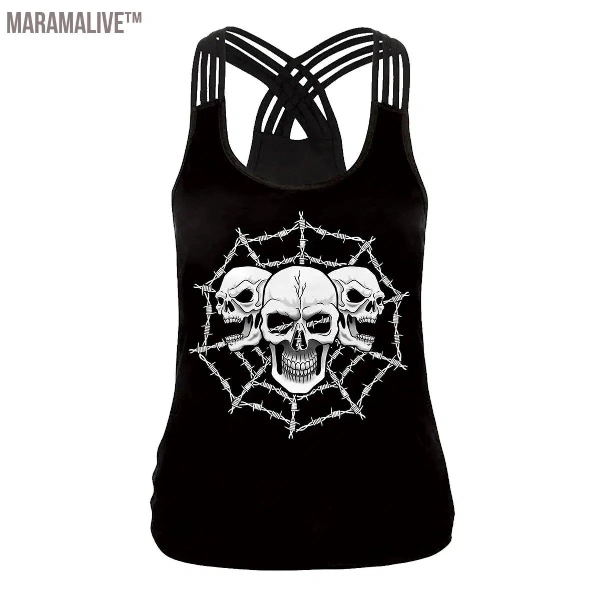 Summer Skull Girl Digital Printed Women's Tank Tops Fantastic Gothic Style Sling Top Sexy Backless Vest