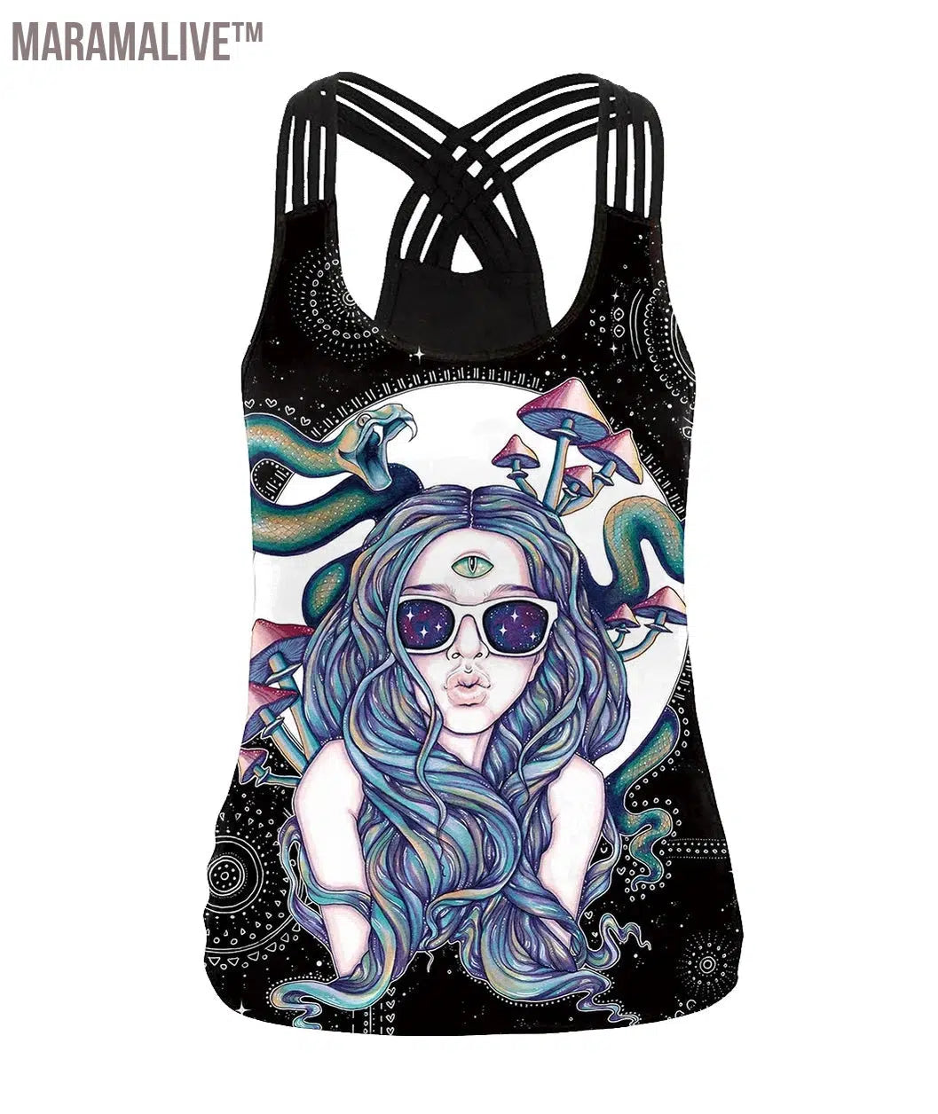 Summer Skull Girl Digital Printed Women's Tank Tops Fantastic Gothic Style Sling Top Sexy Backless Vest