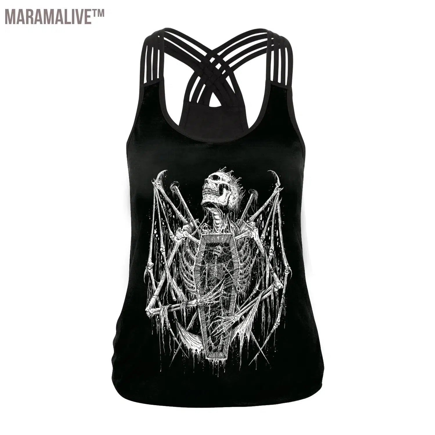 Summer Skull Girl Digital Printed Women's Tank Tops Fantastic Gothic Style Sling Top Sexy Backless Vest