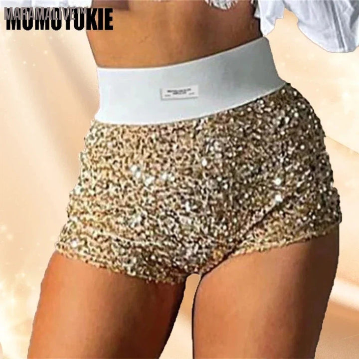 Summer Women Mini Shorts Fashion Trend Sequined High Waist Glitter Clothing Sexy Skinny Party Nightclub Shorts Streetwear