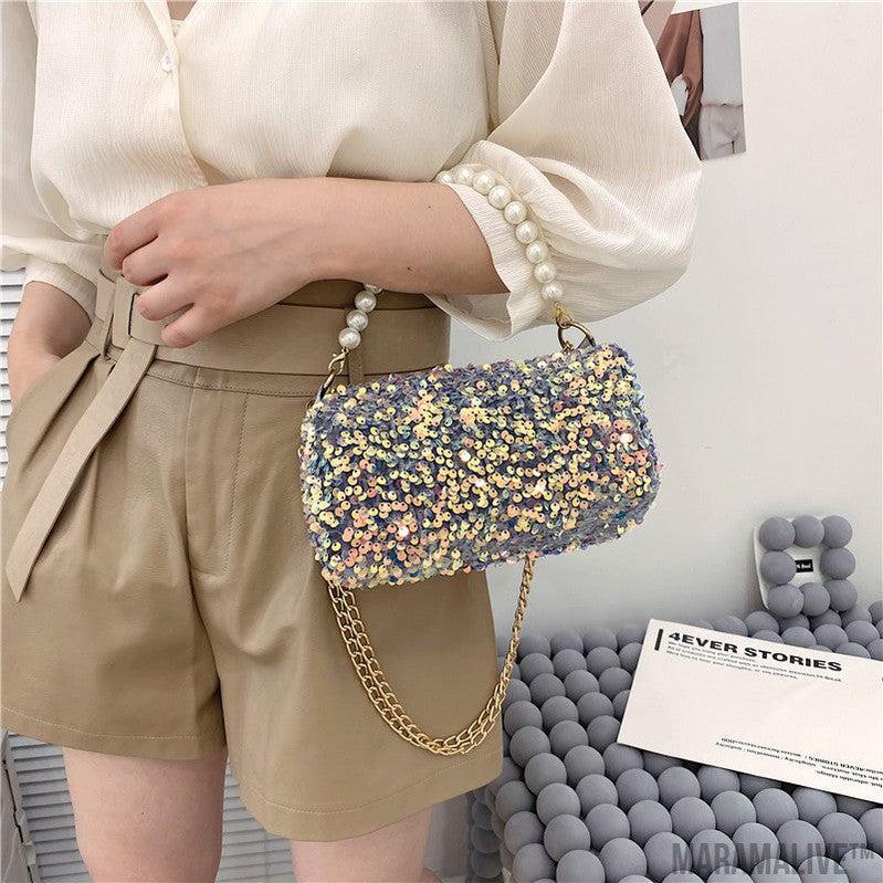 Summer Women's Fashionable Sequined Chain Shoulder Bag