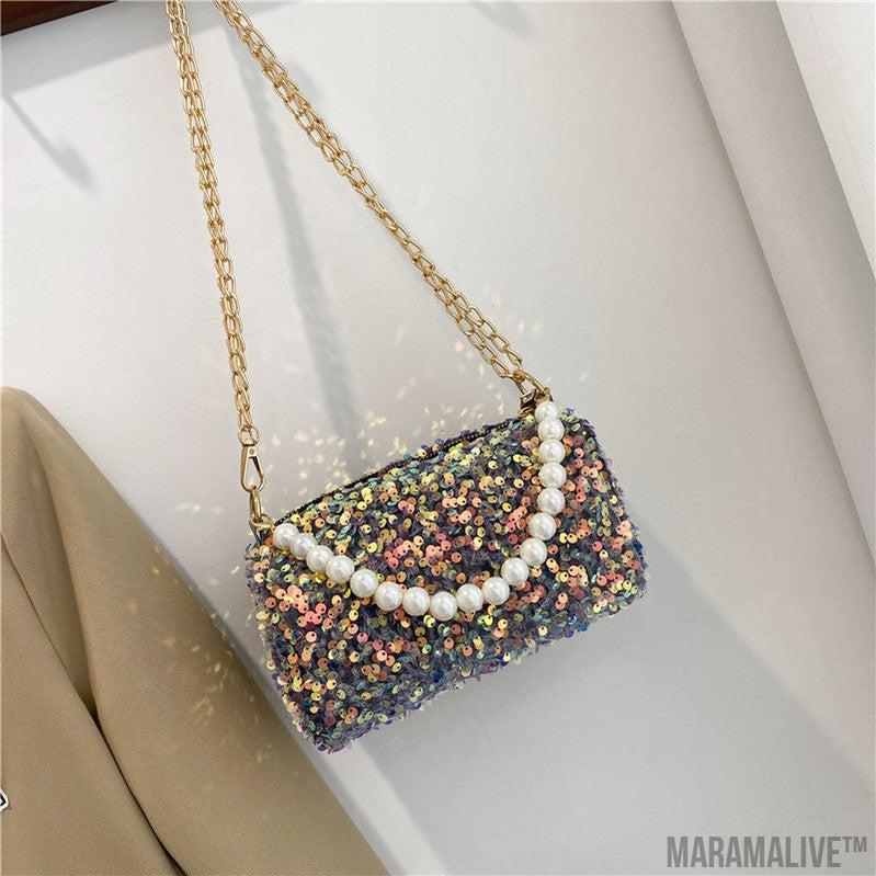 Summer Women's Fashionable Sequined Chain Shoulder Bag