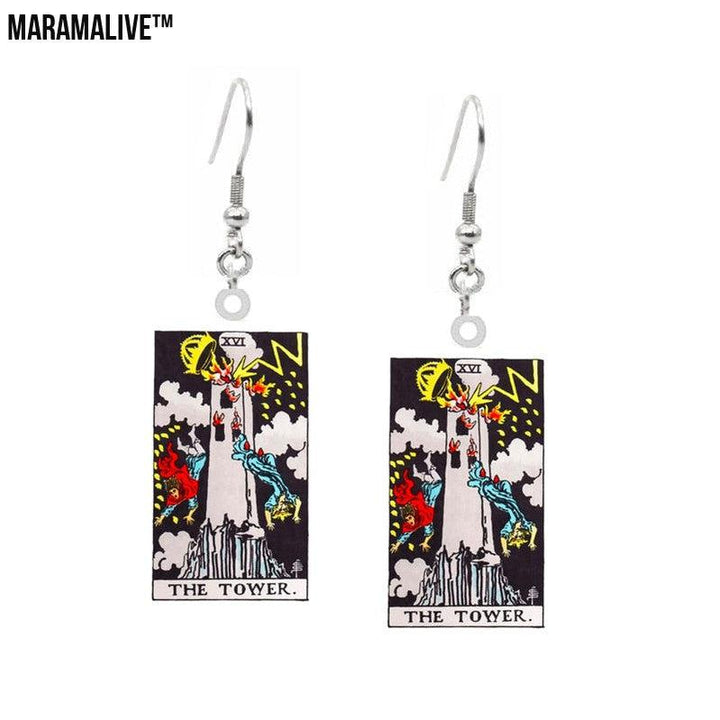 Tarot Card Earring Design - Acrylic Double Sided Tarot Earrings