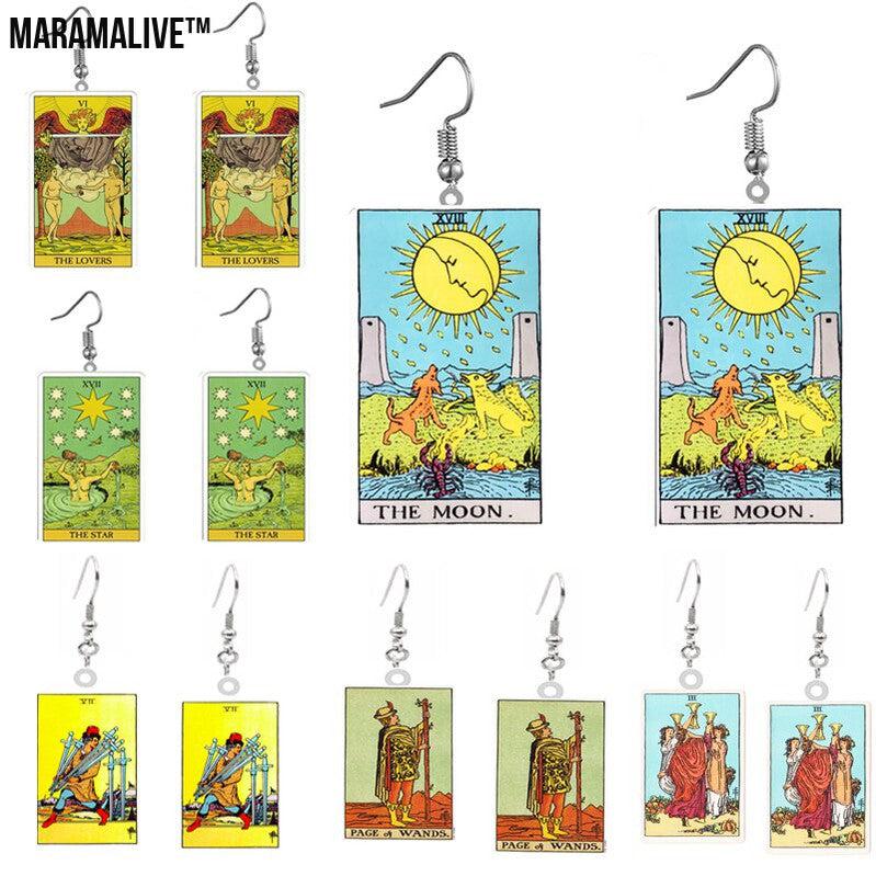 Tarot Card Earring Design - Acrylic Double Sided Tarot Earrings