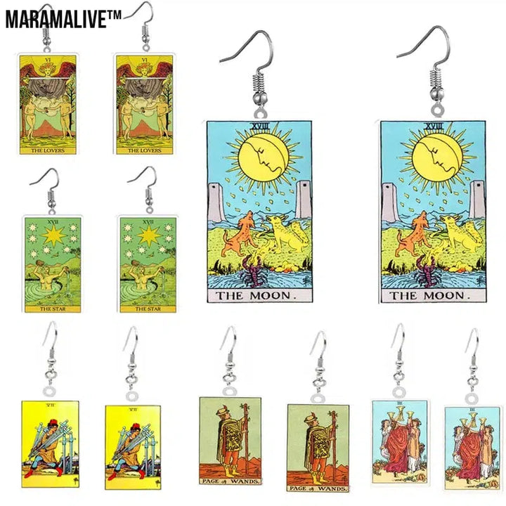 Tarot Card Earring Design - Acrylic Double Sided Tarot Earrings