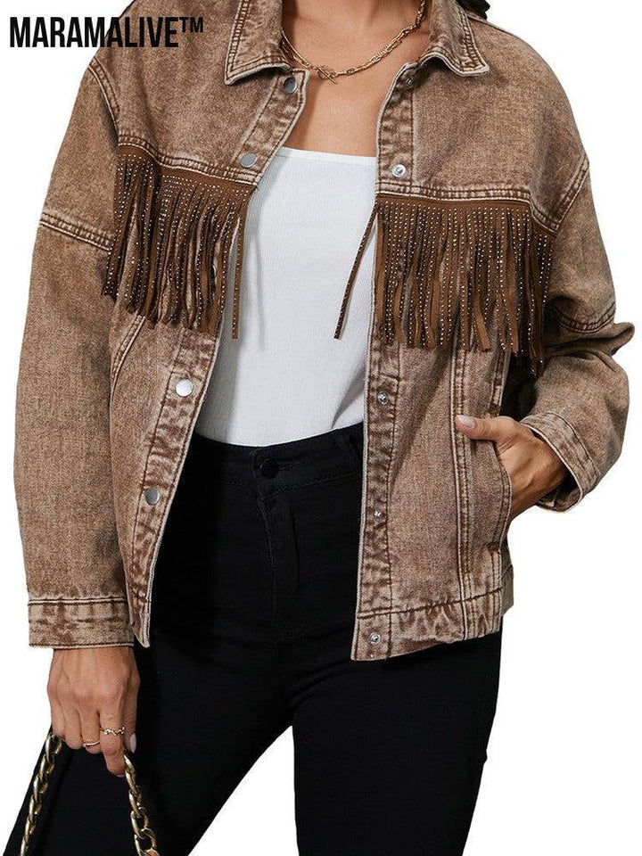 Tassel Lapel Jacket Coat For Women