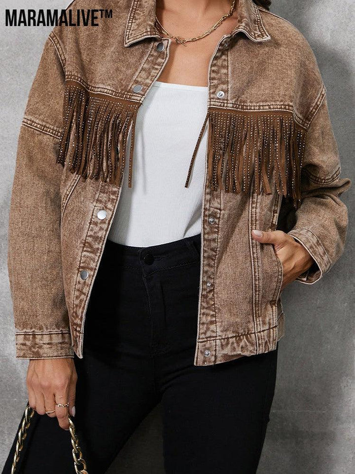 Tassel Lapel Jacket Coat For Women