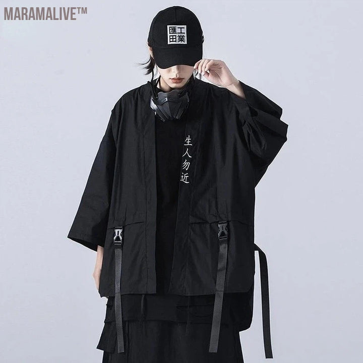 Techwear T-shirt Punk Gothic Clothes Goth Clothes Summer Short Sleeve T-shirts Coat Japanese Style Streetwear Hip Hop