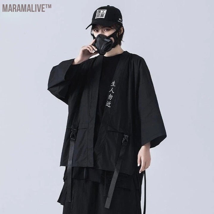 Techwear T-shirt Punk Gothic Clothes Goth Clothes Summer Short Sleeve T-shirts Coat Japanese Style Streetwear Hip Hop