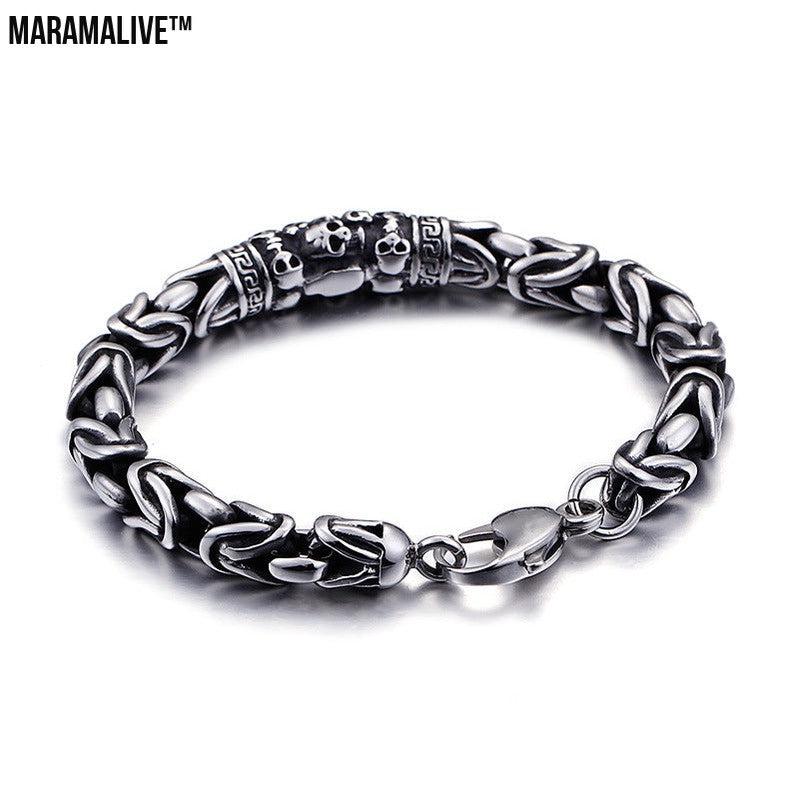 ﻿The Bone Collector - A Gothic Bracelet-Mens Cool Gothic Style Skeleton Punk Metal Braided Chain Bracelet