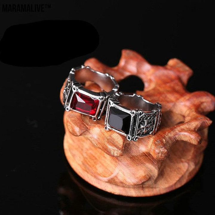 The Cardinal's Crest - A Ring of Prestige: Men's Retro Ring Gothic Cross With Rubies