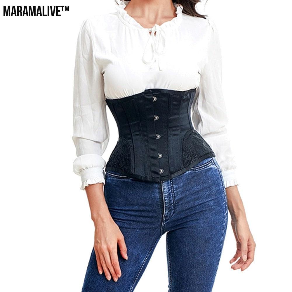 ﻿The Hourglass Illusion: Ladies Slim Court Corset Gothic Short Girdle Black And White