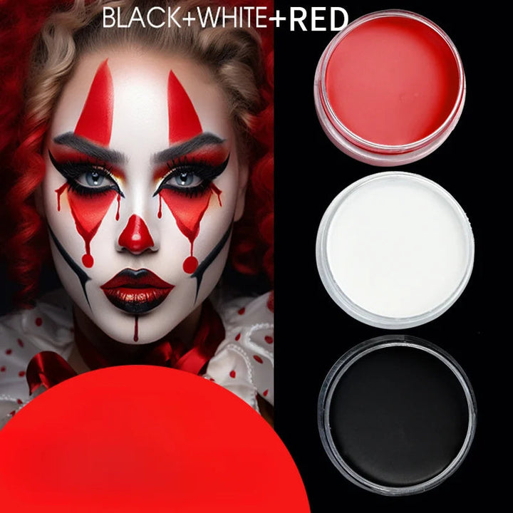 Thrilling Trio of Clown Vampire Skeleton Face & Body Paint Set - Unleash the Dark, Mysterious Halloween Fun