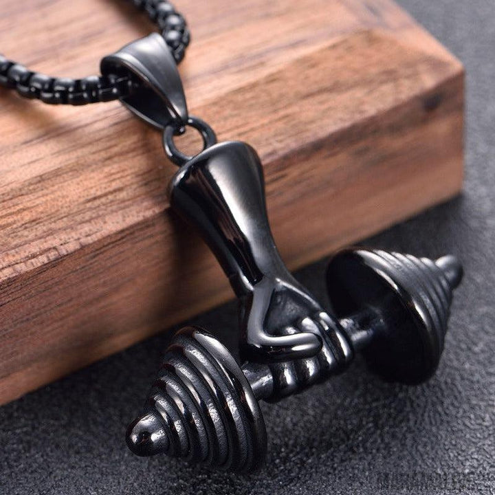 Titanium Steel Dumbbell Pendant Personality Punk Fitness Necklace