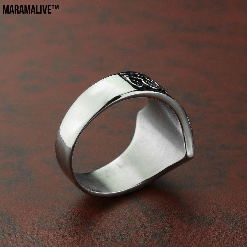 Titanium Steel Five-pointed Star Viking Ring