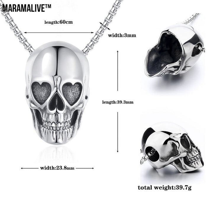 Titanium Steel Skull Vintage Love Necklace