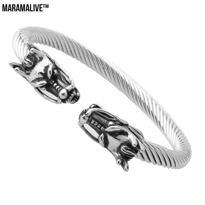 Titanium Steel Wire Rope Dragon Mouth Open-ended Bracelet