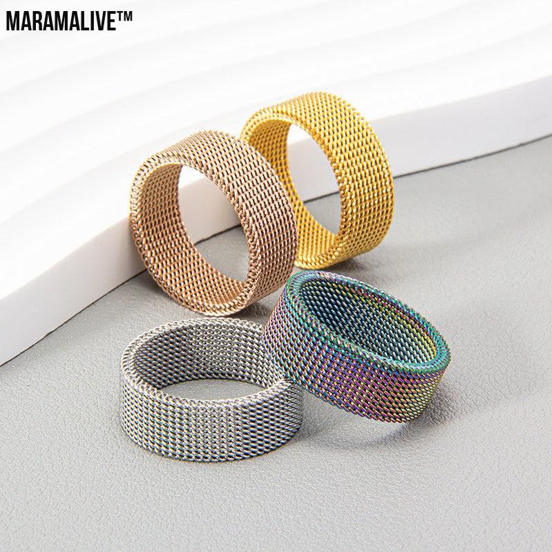 Titanium Steel Woven Mesh Deformation Ring