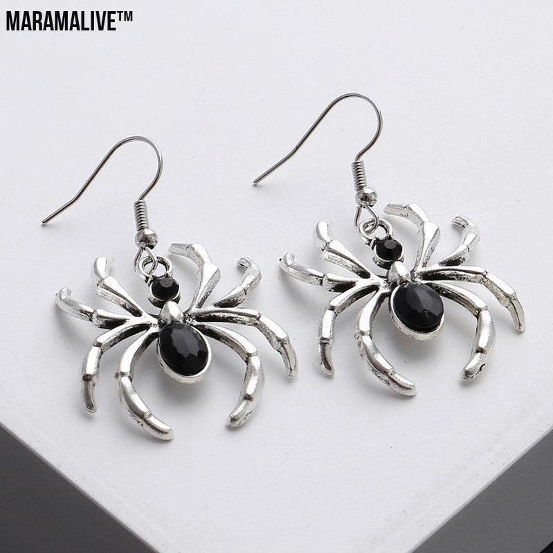 Title: Alluring Arachnids: Dark Art Gothic Beautiful Style Black Spider Earrings Design Sense Punk