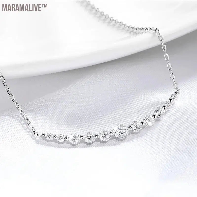 Total 1.1ct 100% All Moissanite Necklace for Women Sparkling Lab Diamond Pendant Jewelry 100% S925 Sterling Silver GRA