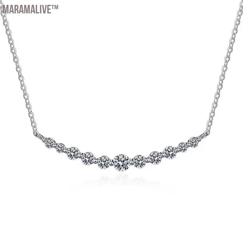 Total 1.1ct 100% All Moissanite Necklace for Women Sparkling Lab Diamond Pendant Jewelry 100% S925 Sterling Silver GRA