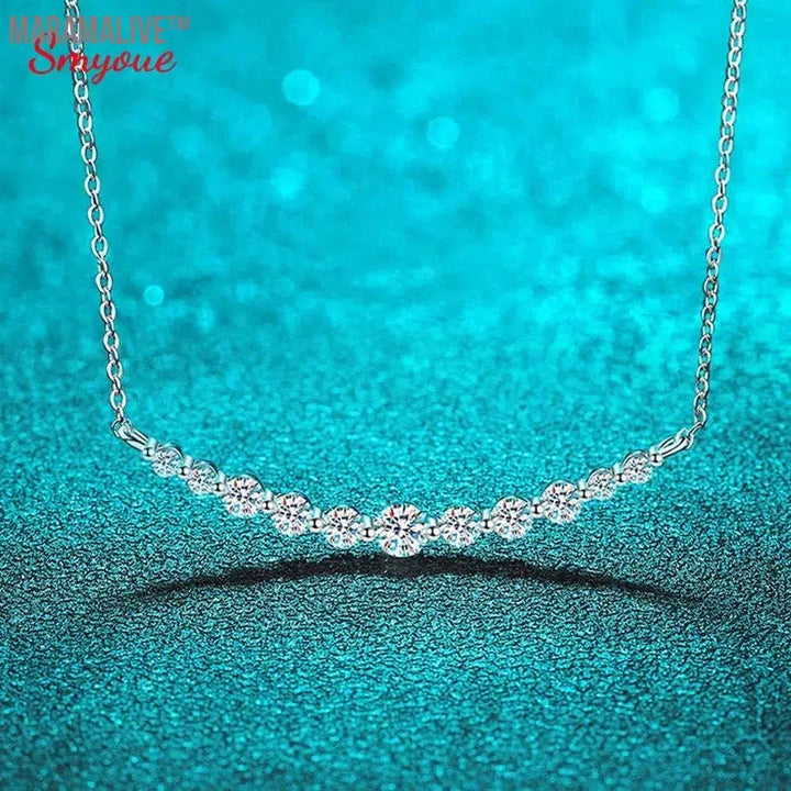 Total 1.1ct 100% All Moissanite Necklace for Women Sparkling Lab Diamond Pendant Jewelry 100% S925 Sterling Silver GRA