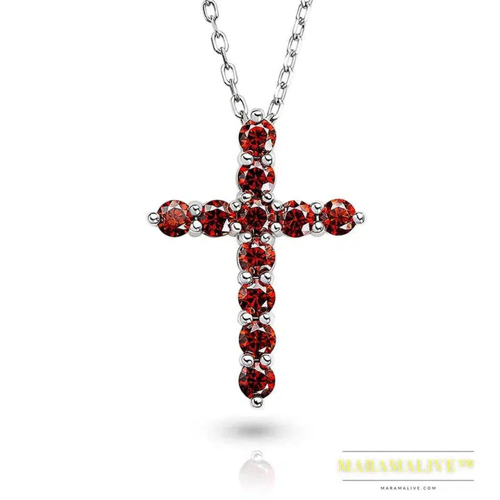 Total 1.1ct 3mmX11 Round Cut D VVS1 Moissanite 925 Silver Christian Religious Cross Pendant Necklace Woman Girl Gift