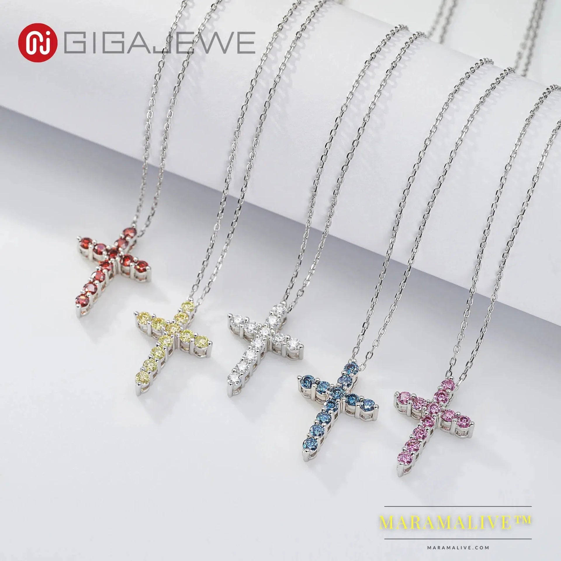 Total 1.1ct 3mmX11 Round Cut D VVS1 Moissanite 925 Silver Christian Religious Cross Pendant Necklace Woman Girl Gift