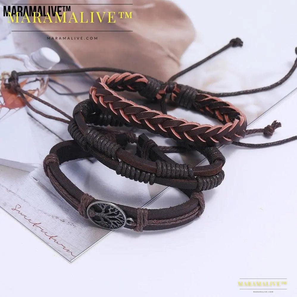 Tree Of Life Men's Leather Woven Bracelet