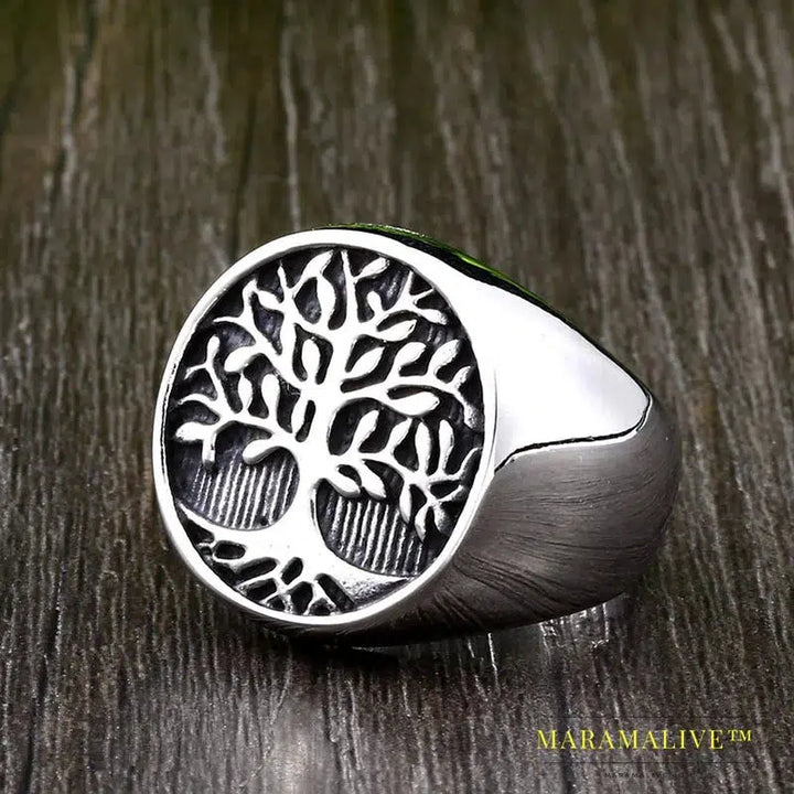 Tree of Life Signet Ring Classic Men Viking Amulet Rings Nordic Jewelry For Men