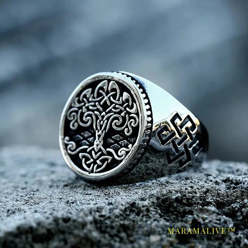 Tree of Life Signet Ring Classic Men Viking Amulet Rings Nordic Jewelry For Men