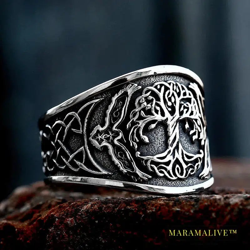 Tree of Life Signet Ring Classic Men Viking Amulet Rings Nordic Jewelry For Men