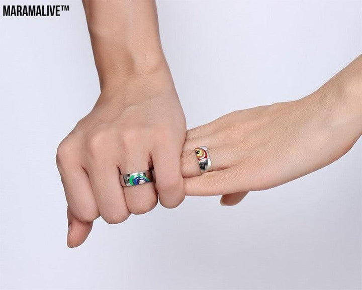 Trend Titanium Steel Rainbow Couple Ring