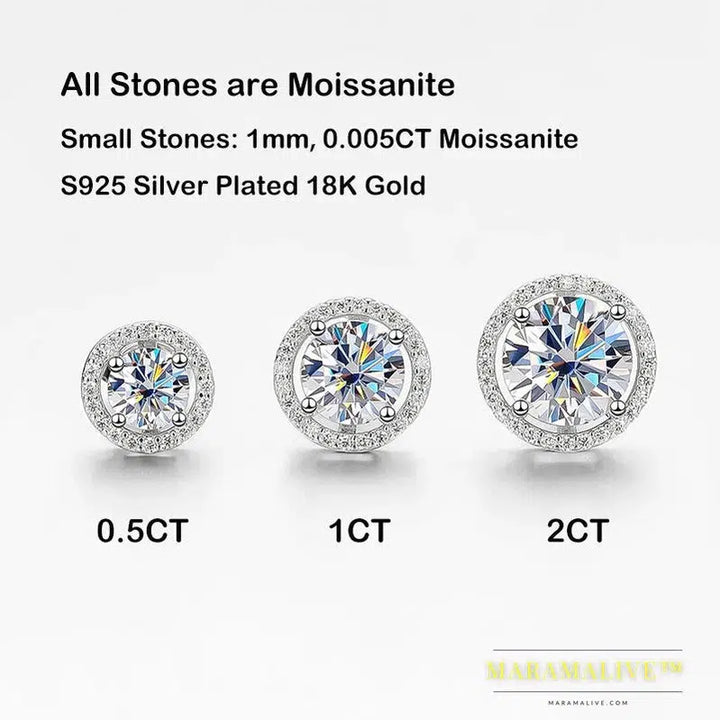 Trendy 1-4CT Full Moissanite Stud Earrings For Women Party Bridal Fine Jewelry S925 Sterling Silver Diamond Earring