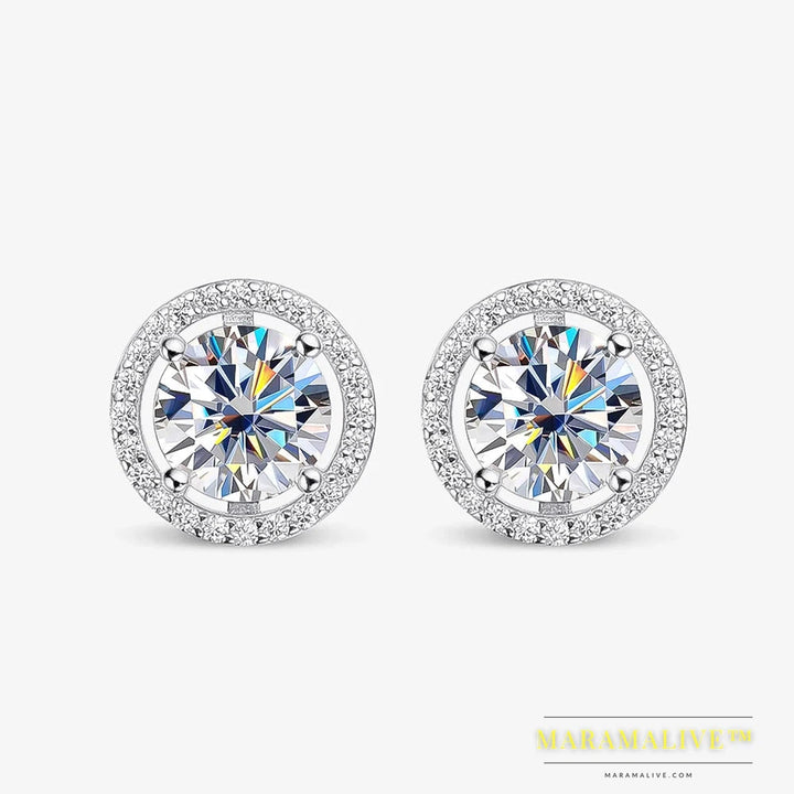 Trendy 1-4CT Full Moissanite Stud Earrings For Women Party Bridal Fine Jewelry S925 Sterling Silver Diamond Earring