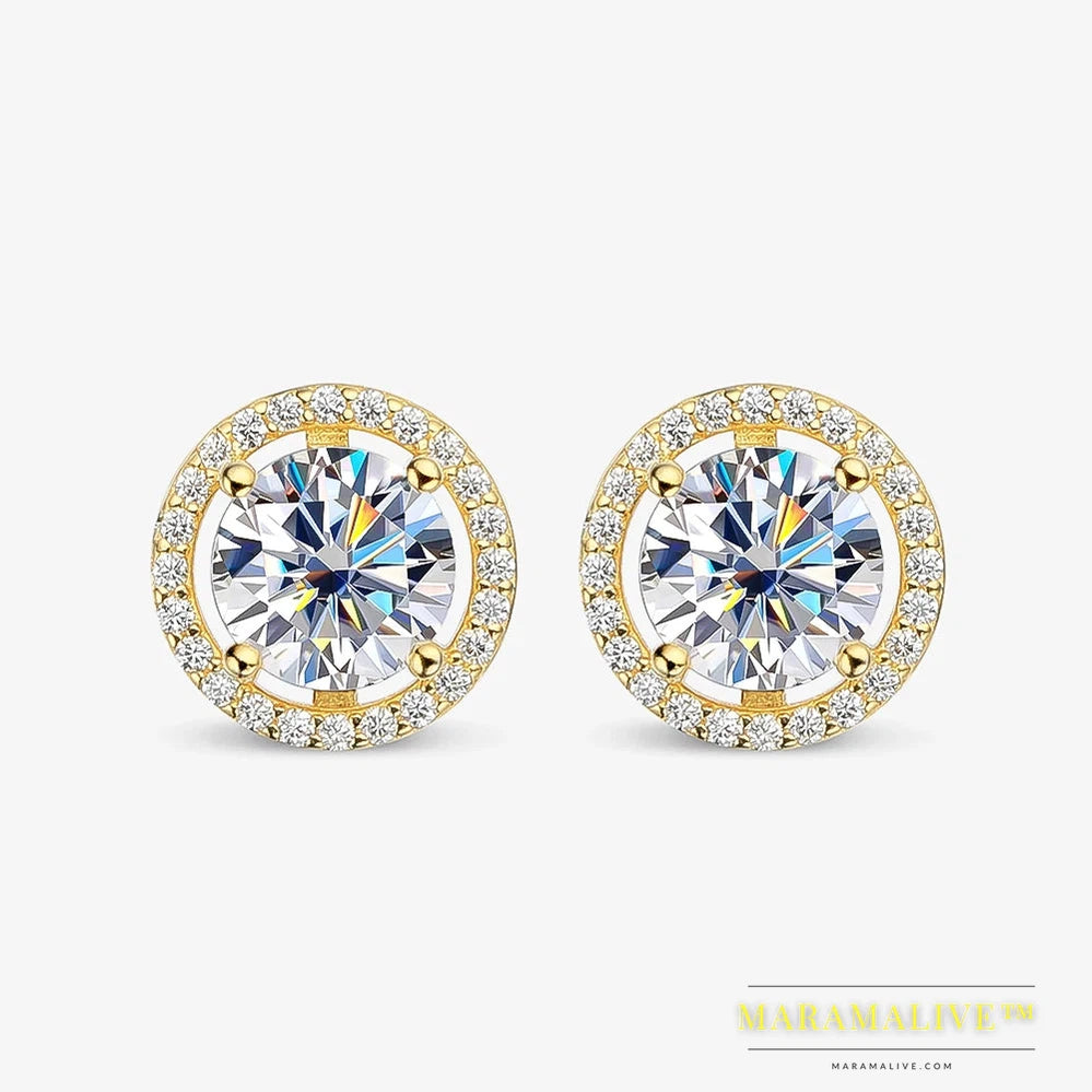 Trendy 1-4CT Full Moissanite Stud Earrings For Women Party Bridal Fine Jewelry S925 Sterling Silver Diamond Earring