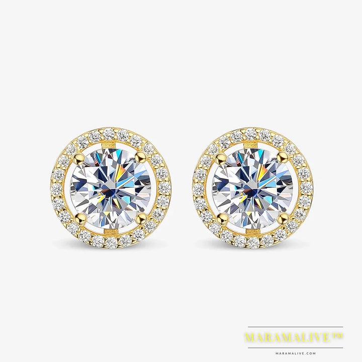 Trendy 1-4CT Full Moissanite Stud Earrings For Women Party Bridal Fine Jewelry S925 Sterling Silver Diamond Earring