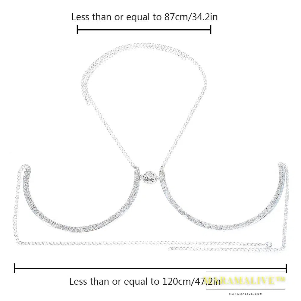 Trendy Coin Chest Bracket Bra Chain Necklace for Women Underwear Sexy Crystal Body Chain Jewelry Bikini Lingerie Gifts