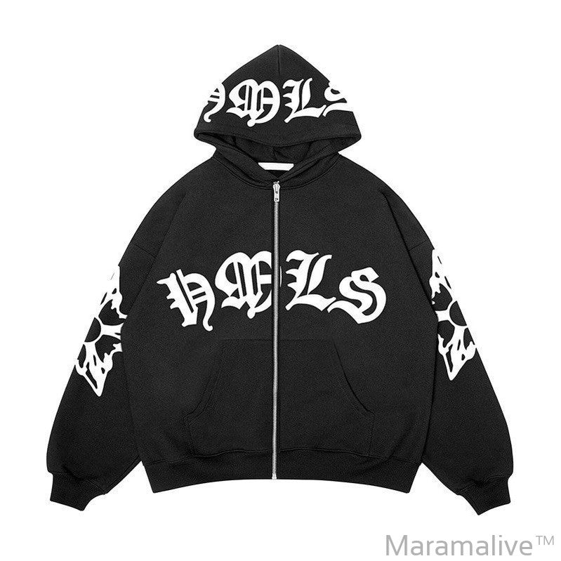 Trendy Gothic Style Letter Printed Hoodie