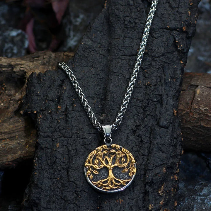 Trendy Hip-Hop Style Stainless Steel Tree of Life Pendant Necklace - Unisex Dark Jewelry, Unique Statement Piece