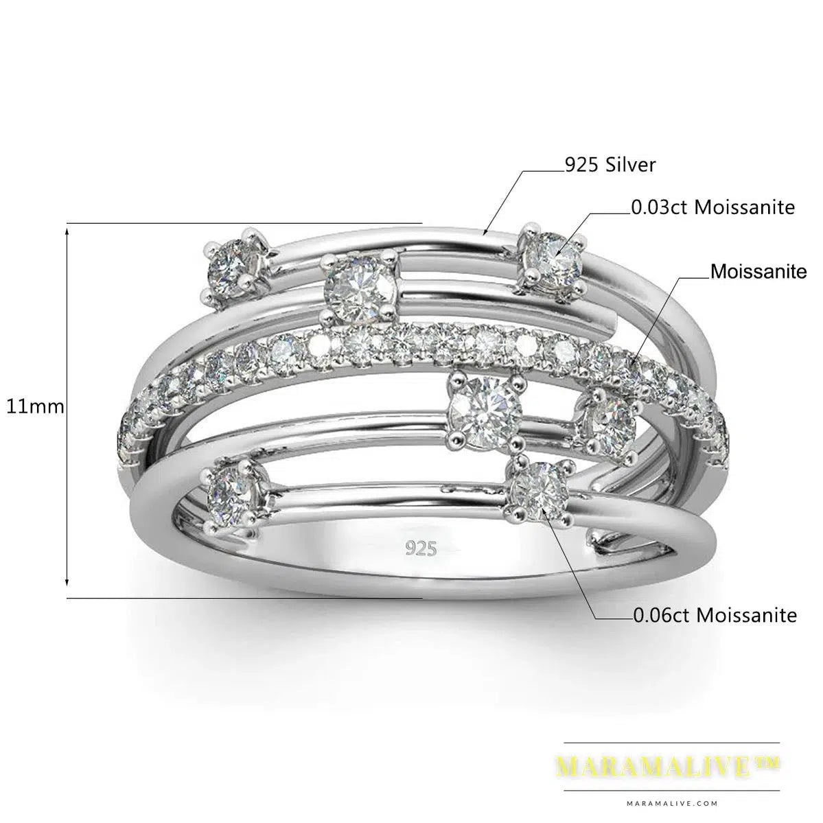 Trendy Moissanite Ring Eternity Wedding Band Solid 925 Silver Rings For Women Jewelry Engagement Gift