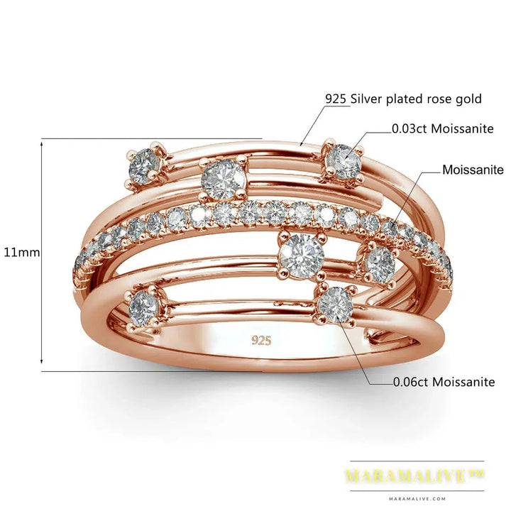 Trendy Moissanite Ring Eternity Wedding Band Solid 925 Silver Rings For Women Jewelry Engagement Gift