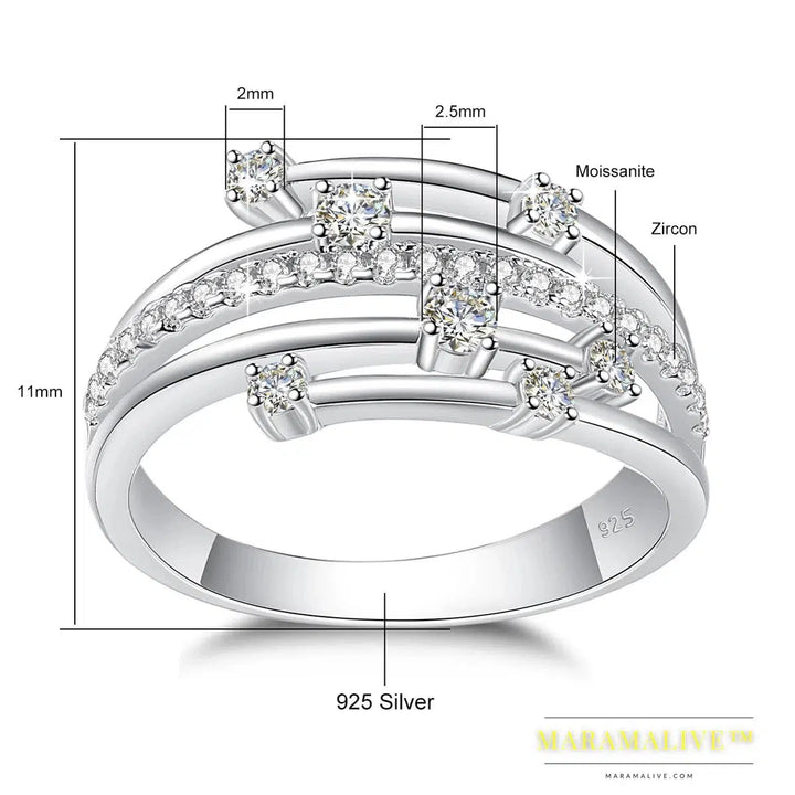 Trendy Moissanite Ring Eternity Wedding Band Solid 925 Silver Rings For Women Jewelry Engagement Gift