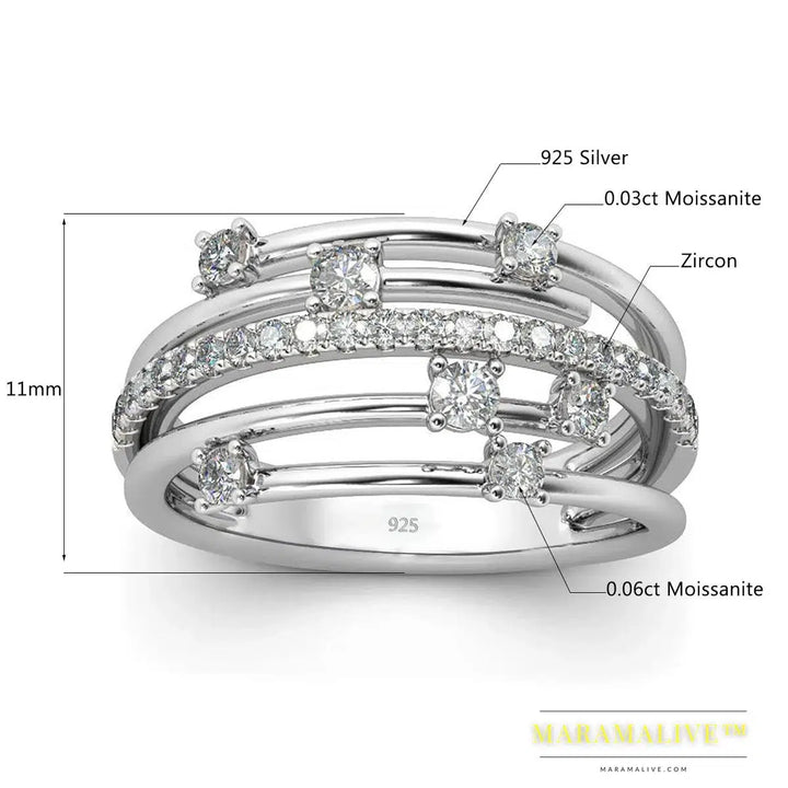 Trendy Moissanite Ring Eternity Wedding Band Solid 925 Silver Rings For Women Jewelry Engagement Gift