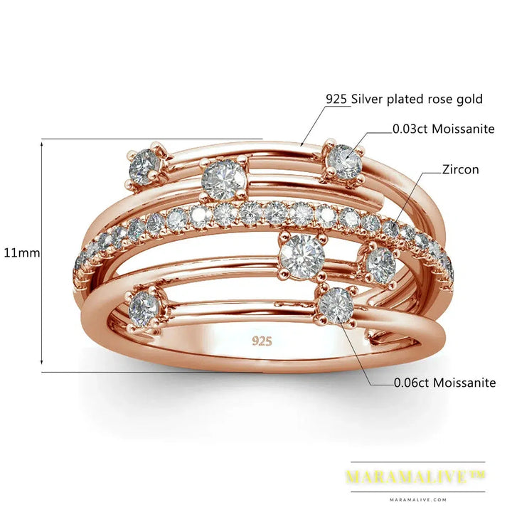 Trendy Moissanite Ring Eternity Wedding Band Solid 925 Silver Rings For Women Jewelry Engagement Gift