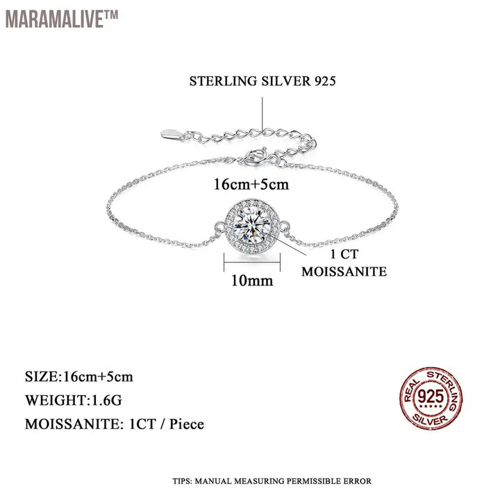 Trendy Moissanite Sterling Silver Bracelet for Women