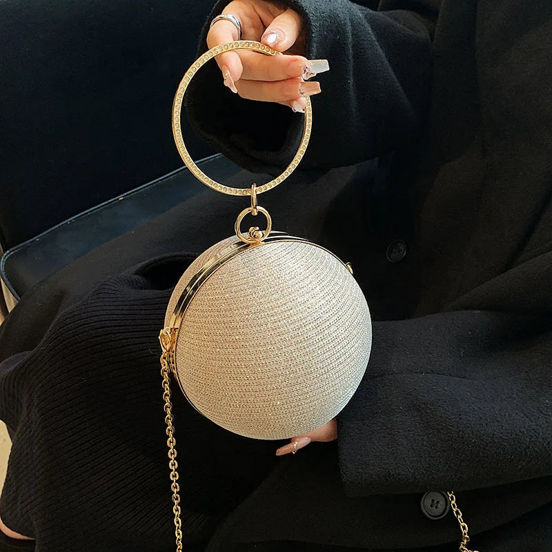 Trendy Silver Circular Ring Evening Bag - Perfect Unique Gift