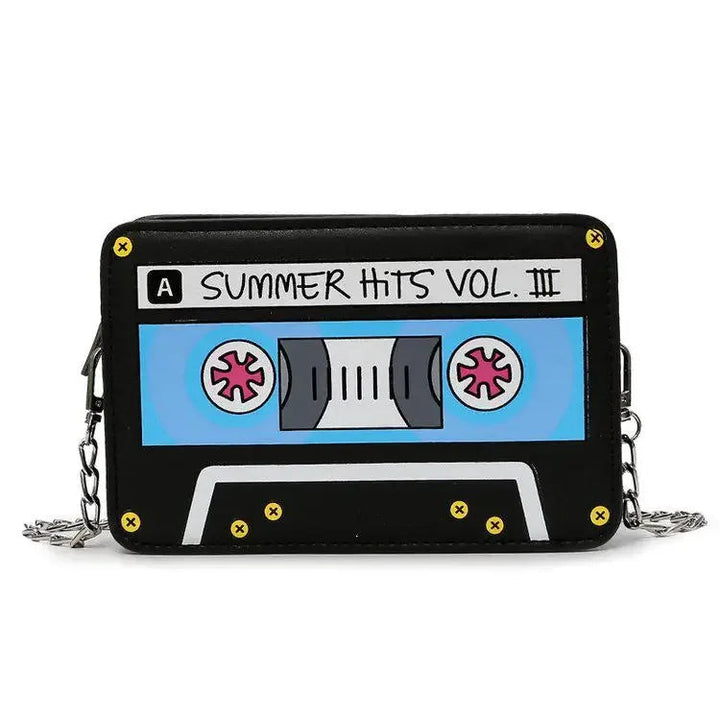 Trendy Summer Tape Recorder Women's Shoulder Bag - Unique Cartoon PU-Leather Day Clutch