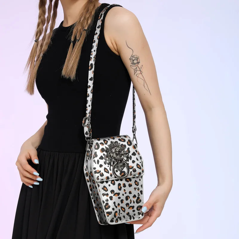 High Quality PU Leather Small Square Bag 2024 Fashion Women Shoulder Bag Cool Leopard Print Crossbody Bag