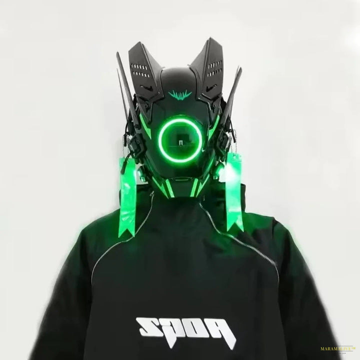 Triangle Festival of Lights LED Light Tech Mask Round Lamp Wings Braids Boy Helmet Cosplay Mask Mascara